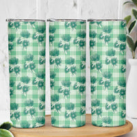 Green Palaka Hawaii Skinny Tumbler Hawaiian Lehua Blossoms LT05 - Polynesian Pride