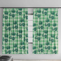 Green Palaka Hawaii Window Curtain Hawaiian Lehua Blossoms