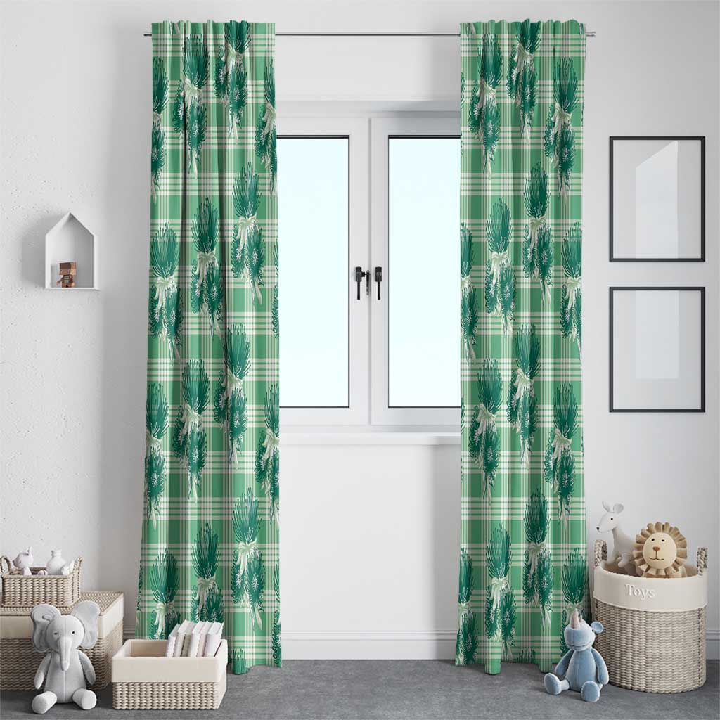 Green Palaka Hawaii Window Curtain Hawaiian Lehua Blossoms