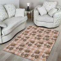Brown Palaka Hawaii Area Rug Hawaiian Lehua Blossoms