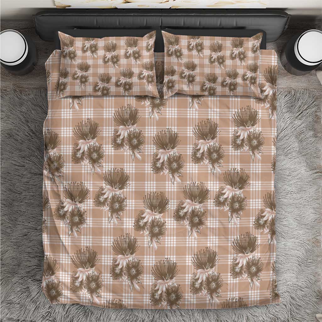 Brown Palaka Hawaii Bedding Set Hawaiian Lehua Blossoms