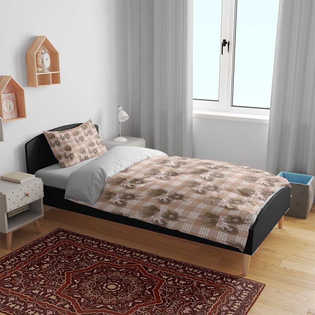 Brown Palaka Hawaii Bedding Set Hawaiian Lehua Blossoms