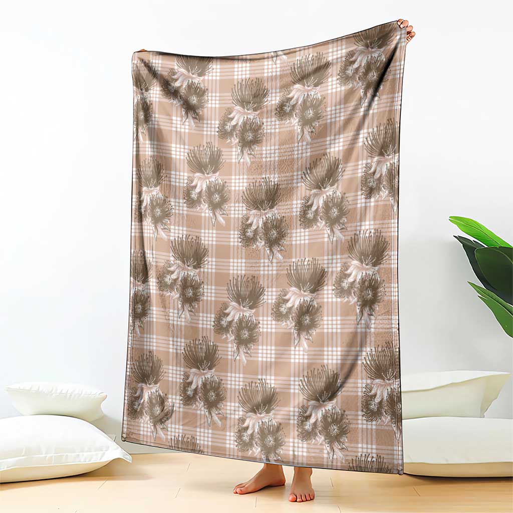 Brown Palaka Hawaii Blanket Hawaiian Lehua Blossoms