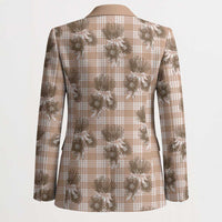 Brown Palaka Hawaii Blazer Hawaiian Lehua Blossoms