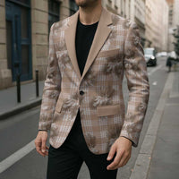 Brown Palaka Hawaii Blazer Hawaiian Lehua Blossoms