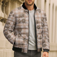 Brown Palaka Hawaii Bomber Puffer Jacket Hawaiian Lehua Blossoms