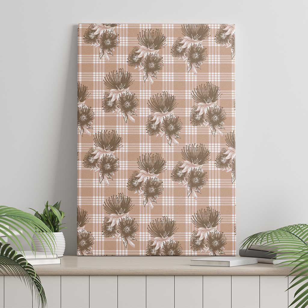 Brown Palaka Hawaii Canvas Wall Art Hawaiian Lehua Blossoms