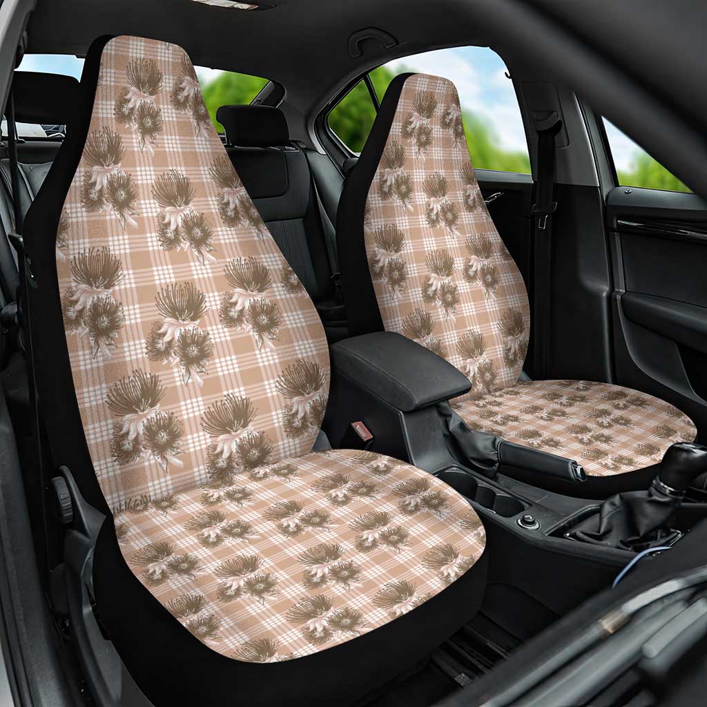 Brown Palaka Hawaii Car Seat Cover Hawaiian Lehua Blossoms LT05 One Size Brown - Polynesian Pride