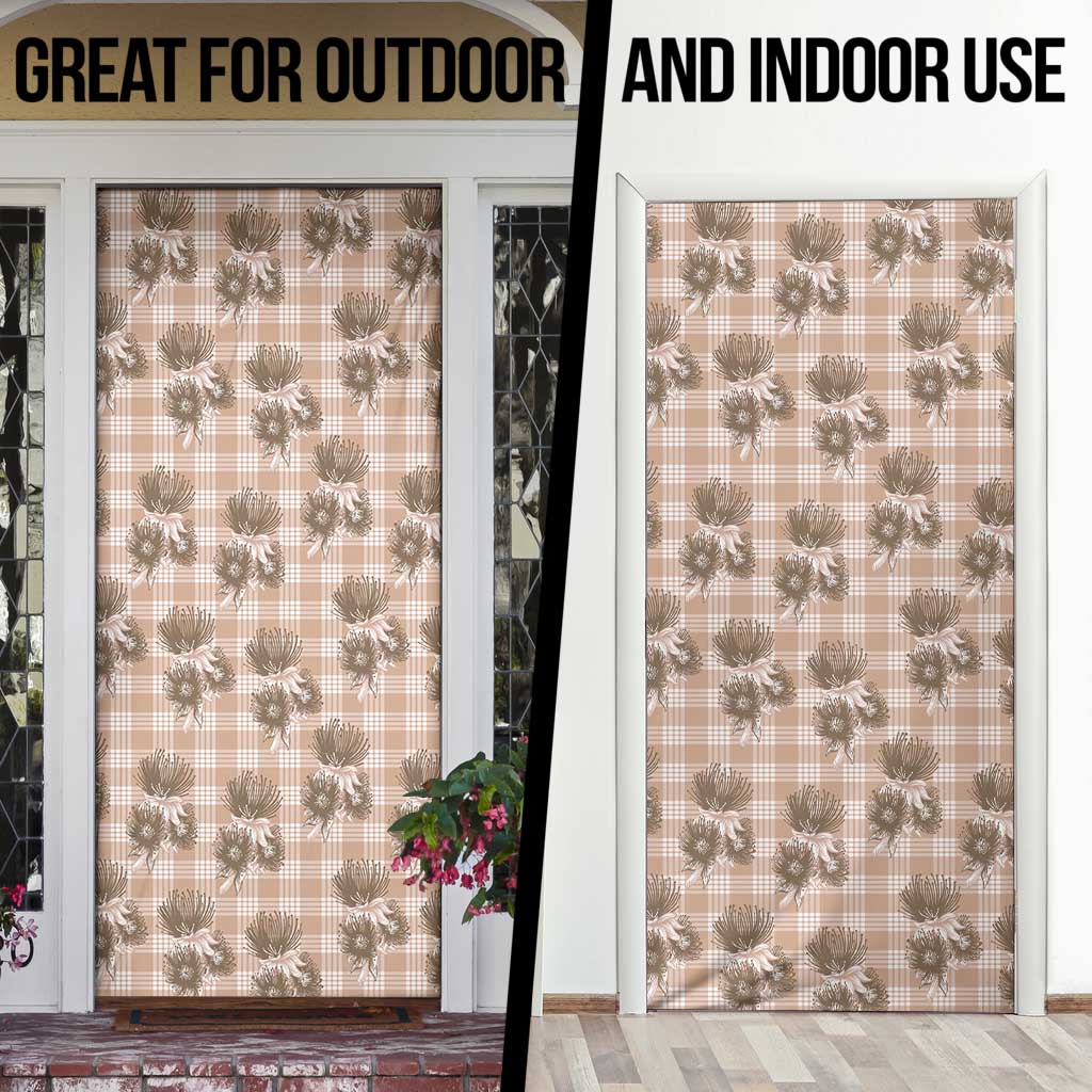 Brown Palaka Hawaii Door Cover Hawaiian Lehua Blossoms