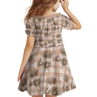 Brown Palaka Hawaii Family Matching Off Shoulder Maxi Dress and Hawaiian Shirt Hawaiian Lehua Blossoms