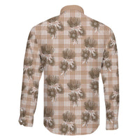 Brown Palaka Hawaii Family Matching Off Shoulder Maxi Dress and Hawaiian Shirt Hawaiian Lehua Blossoms