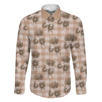 Brown Palaka Hawaii Family Matching Puletasi and Hawaiian Shirt Hawaiian Lehua Blossoms