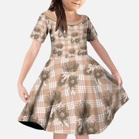 Brown Palaka Hawaii Family Matching Summer Maxi Dress and Hawaiian Shirt Hawaiian Lehua Blossoms