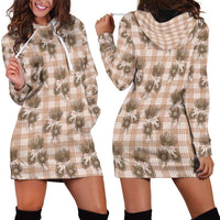 Brown Palaka Hawaii Hoodie Dress Hawaiian Lehua Blossoms