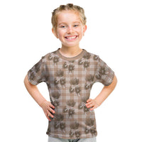 Brown Palaka Hawaii Kid T Shirt Hawaiian Lehua Blossoms LT05 Brown - Polynesian Pride