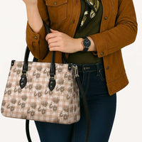 Brown Palaka Hawaii Leather Bag Hawaiian Lehua Blossoms
