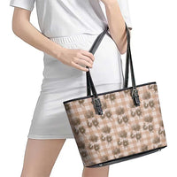 Brown Palaka Hawaii Leather Tote Bag Hawaiian Lehua Blossoms LT05 - Polynesian Pride