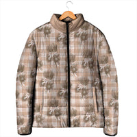 Brown Palaka Hawaii Padded Jacket Hawaiian Lehua Blossoms