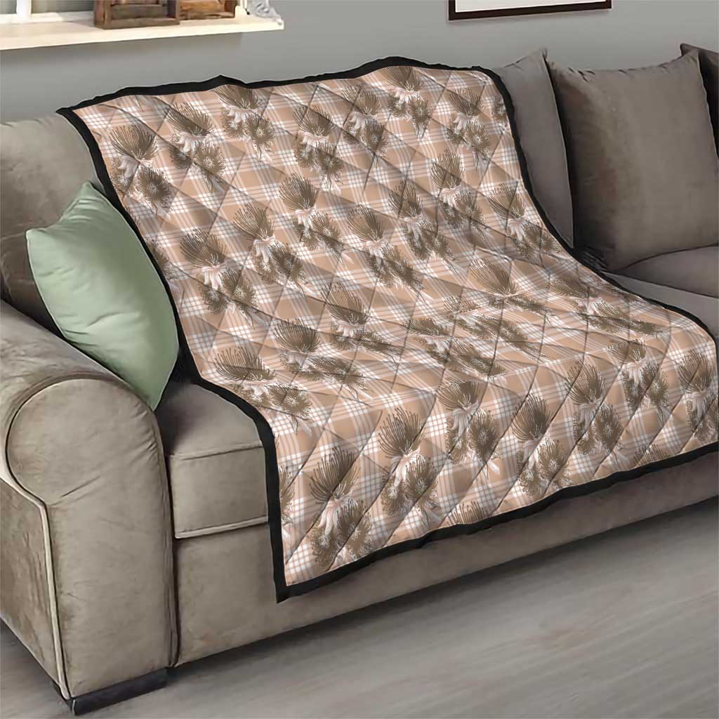 Brown Palaka Hawaii Quilt Hawaiian Lehua Blossoms
