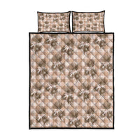 Brown Palaka Hawaii Quilt Bed Set Hawaiian Lehua Blossoms