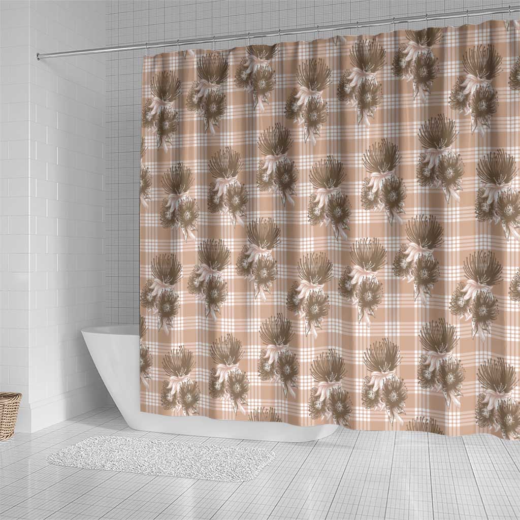 Brown Palaka Hawaii Shower Curtain Hawaiian Lehua Blossoms LT05 - Polynesian Pride