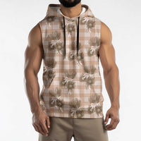 Brown Palaka Hawaii Sleeveless Hoodie Hawaiian Lehua Blossoms
