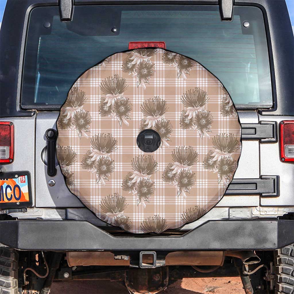 Brown Palaka Hawaii Spare Tire Cover Hawaiian Lehua Blossoms LT05 Brown - Polynesian Pride