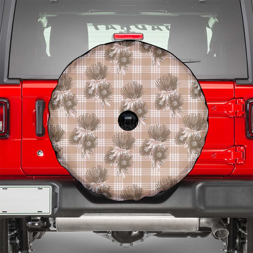 Brown Palaka Hawaii Spare Tire Cover Hawaiian Lehua Blossoms LT05 - Polynesian Pride