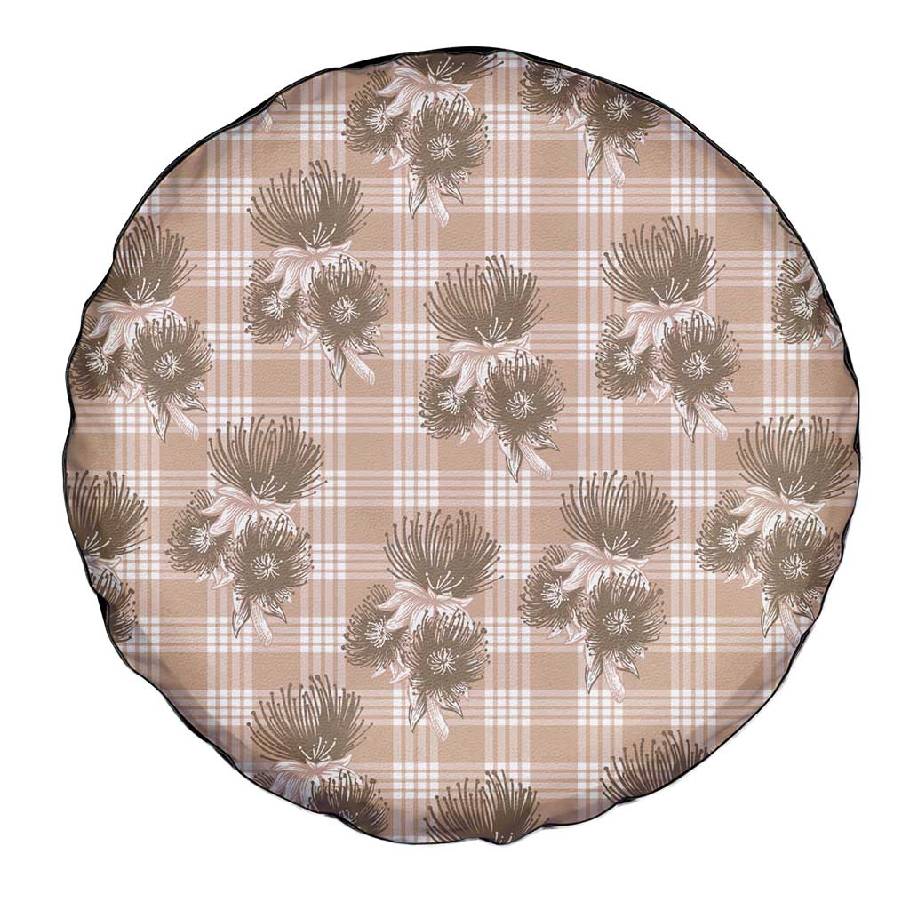 Brown Palaka Hawaii Spare Tire Cover Hawaiian Lehua Blossoms LT05 - Polynesian Pride