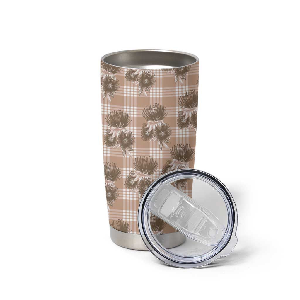 Brown Palaka Hawaii Tumbler Cup Hawaiian Lehua Blossoms