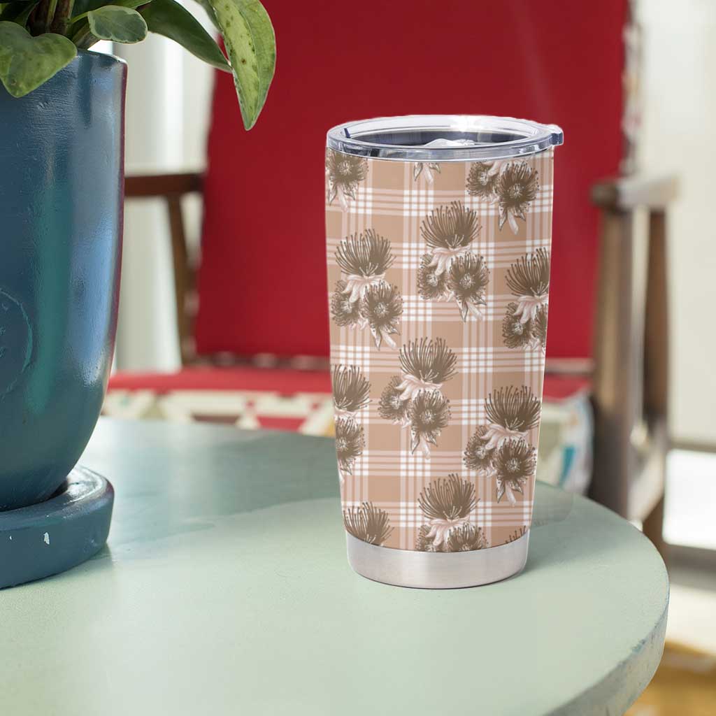 Brown Palaka Hawaii Tumbler Cup Hawaiian Lehua Blossoms