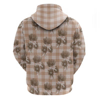Brown Palaka Hawaii Zip Hoodie Hawaiian Lehua Blossoms LT05 - Polynesian Pride