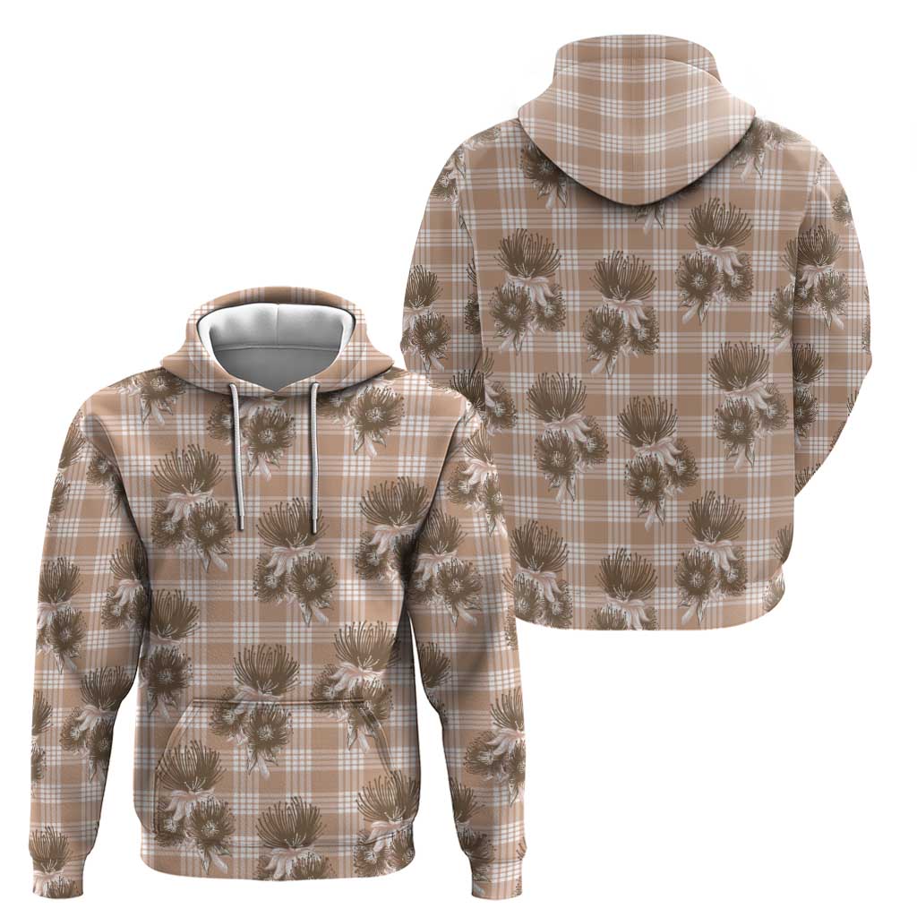 Brown Palaka Hawaii Zip Hoodie Hawaiian Lehua Blossoms LT05 - Polynesian Pride