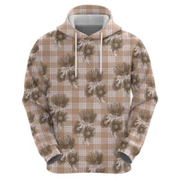 Brown Palaka Hawaii Zip Hoodie Hawaiian Lehua Blossoms LT05 - Polynesian Pride
