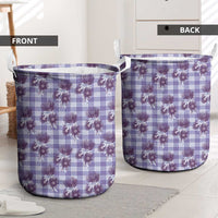 Purple Palaka Hawaii Laundry Basket Hawaiian Lehua Blossoms