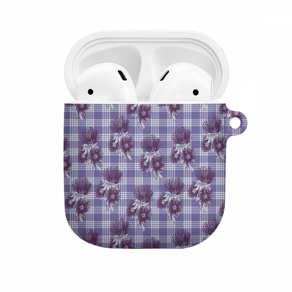 Purple Palaka Hawaii AirPods Case Hawaiian Lehua Blossoms