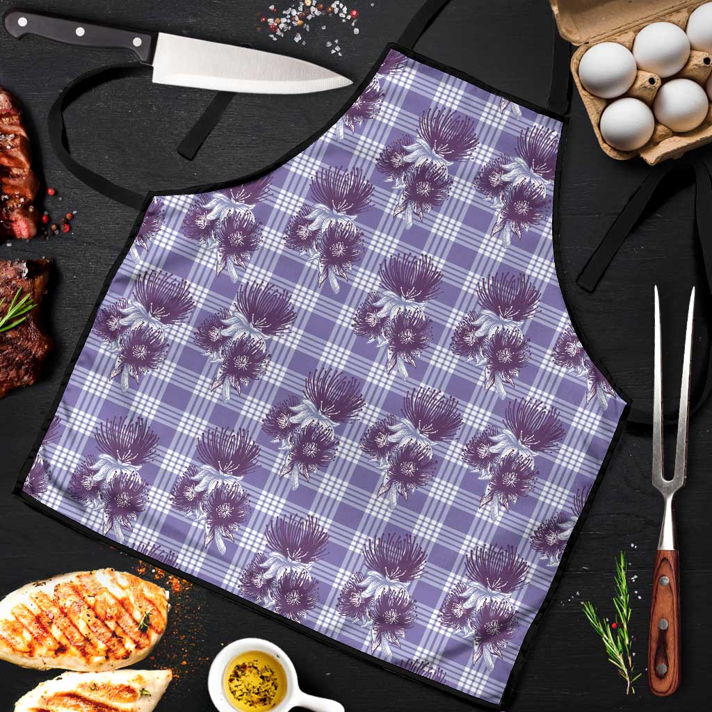 Purple Palaka Hawaii Apron Hawaiian Lehua Blossoms