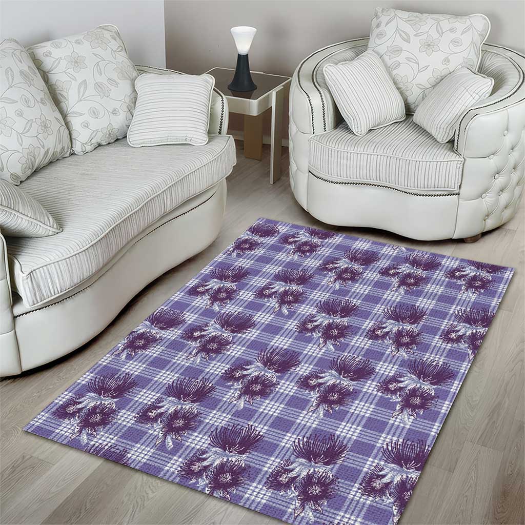 Purple Palaka Hawaii Area Rug Hawaiian Lehua Blossoms