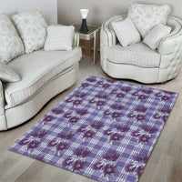 Purple Palaka Hawaii Area Rug Hawaiian Lehua Blossoms