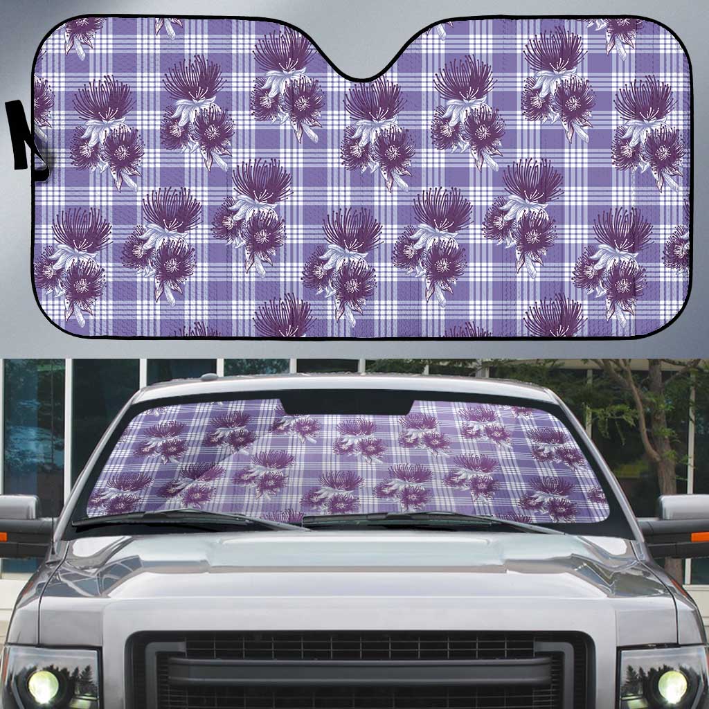 Purple Palaka Hawaii Auto Sun Shade Hawaiian Lehua Blossoms