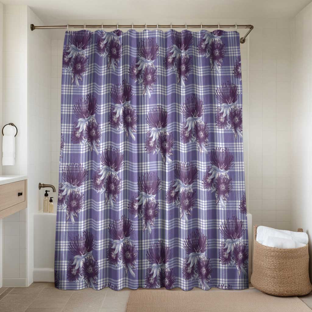 Purple Palaka Hawaii Bathroom Set Hawaiian Lehua Blossoms