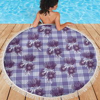 Purple Palaka Hawaii Beach Blanket Hawaiian Lehua Blossoms