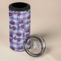 Purple Palaka Hawaii 4 in 1 Can Cooler Tumbler Hawaiian Lehua Blossoms