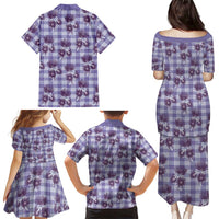 Purple Palaka Hawaii Family Matching Puletasi and Hawaiian Shirt Hawaiian Lehua Blossoms