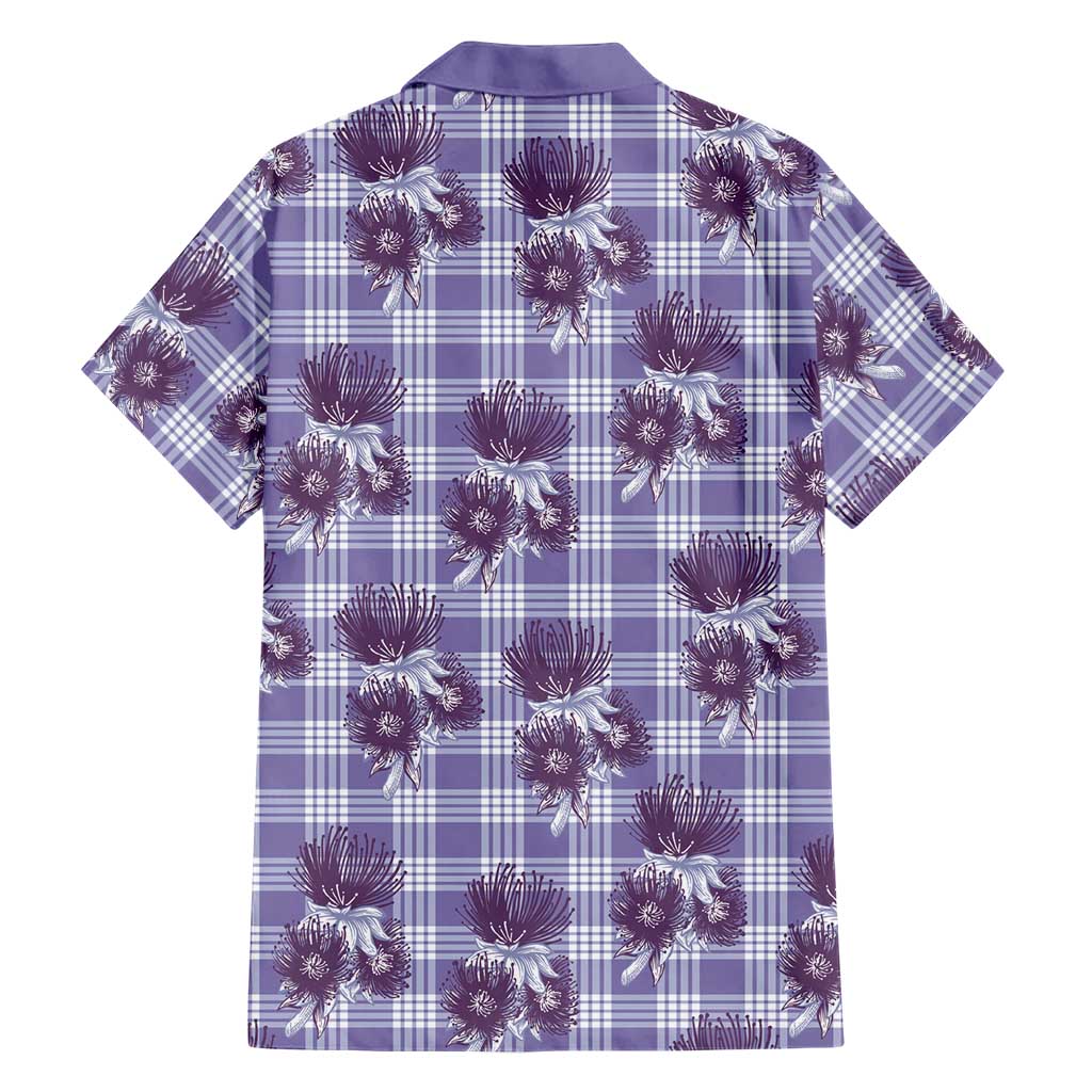 Purple Palaka Hawaii Family Matching Puletasi and Hawaiian Shirt Hawaiian Lehua Blossoms