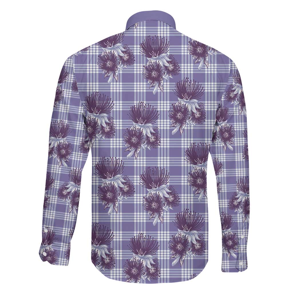 Purple Palaka Hawaii Family Matching Puletasi and Hawaiian Shirt Hawaiian Lehua Blossoms