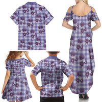 Purple Palaka Hawaii Family Matching Summer Maxi Dress and Hawaiian Shirt Hawaiian Lehua Blossoms