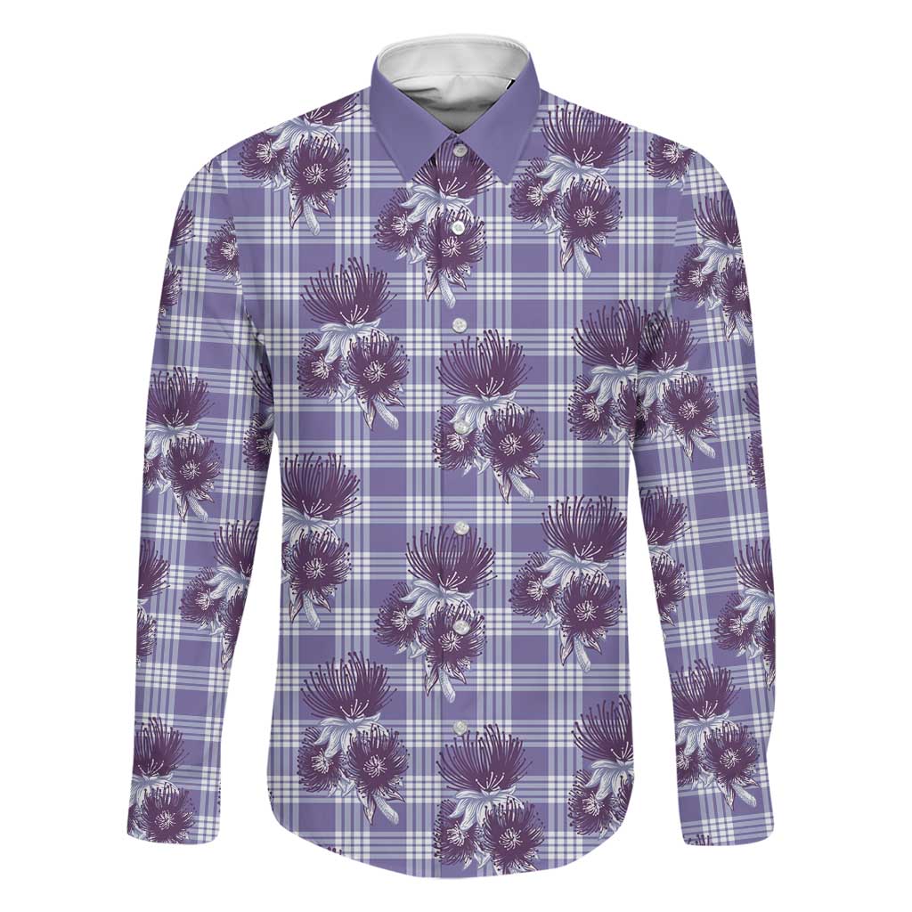 Purple Palaka Hawaii Family Matching Summer Maxi Dress and Hawaiian Shirt Hawaiian Lehua Blossoms