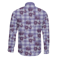 Purple Palaka Hawaii Family Matching Summer Maxi Dress and Hawaiian Shirt Hawaiian Lehua Blossoms