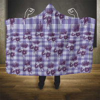 Purple Palaka Hawaii Hooded Blanket Hawaiian Lehua Blossoms